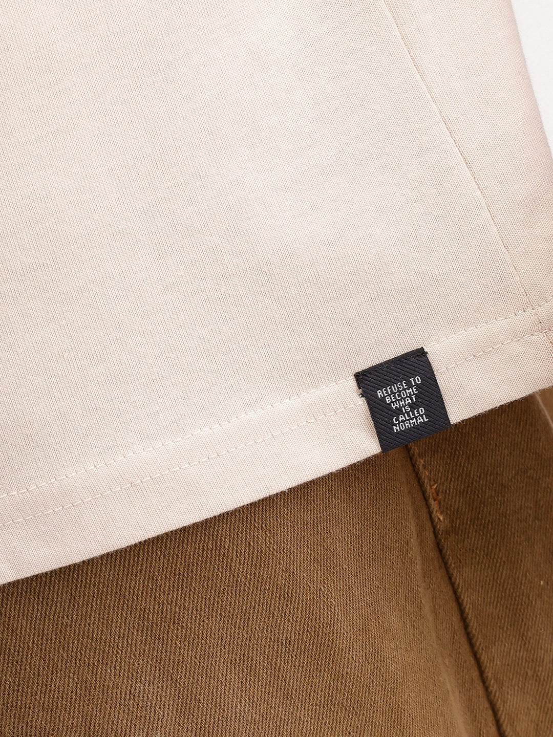Oversized Puffer Back Printed T-Shirt | Beige