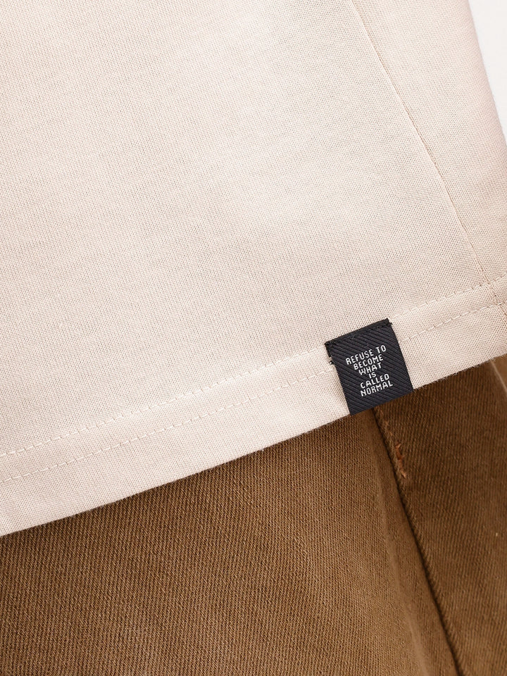 Oversized Puffer Back Printed T-Shirt | Beige