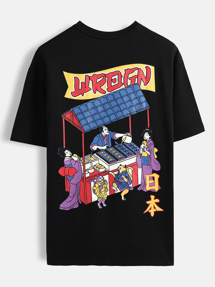 Minimal Chest Print Oversize Tshirt | Black