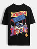 Minimal Chest Print Oversize Tshirt | Black