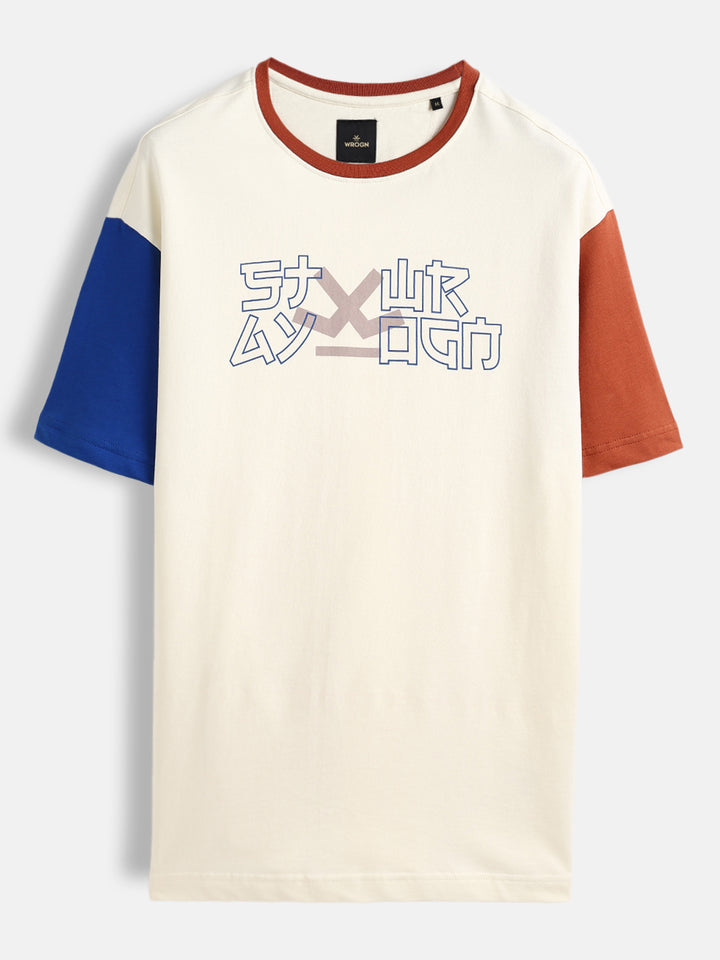 Color-block graphic oversized T-shirt | off-white
