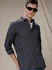 Solid Cotton Blend Grey Shirt