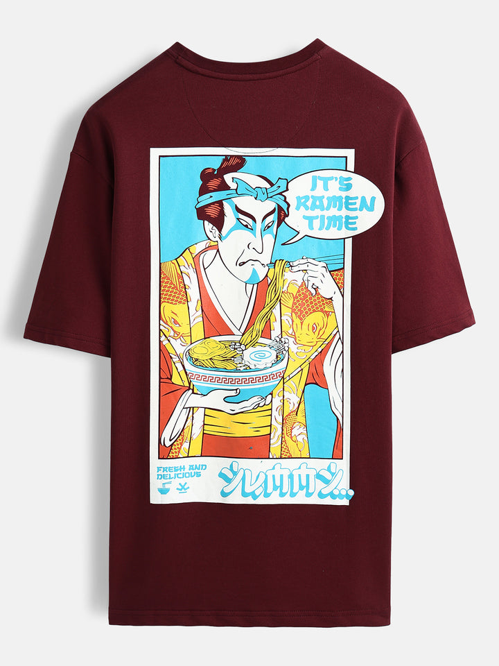 Minimal chest print T-shirt | Maroon