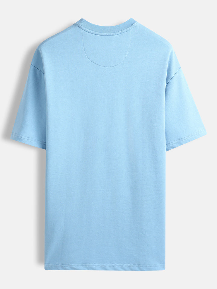 Oversized Tee Tee with Front Patch Appliqué | Blue