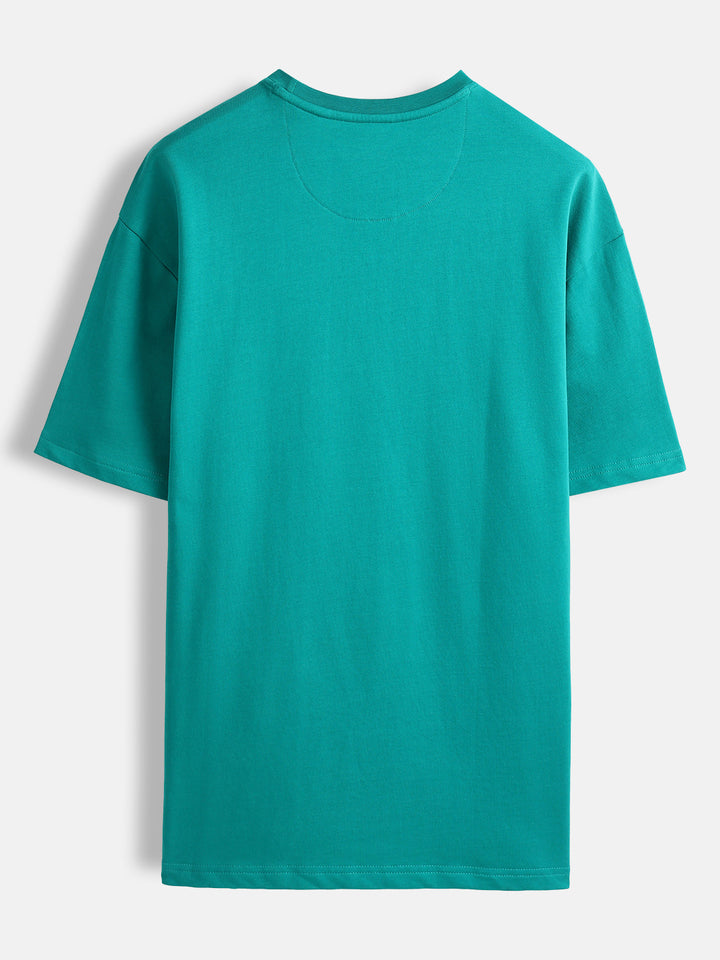 Playful chest print oversized T-shirt | Green