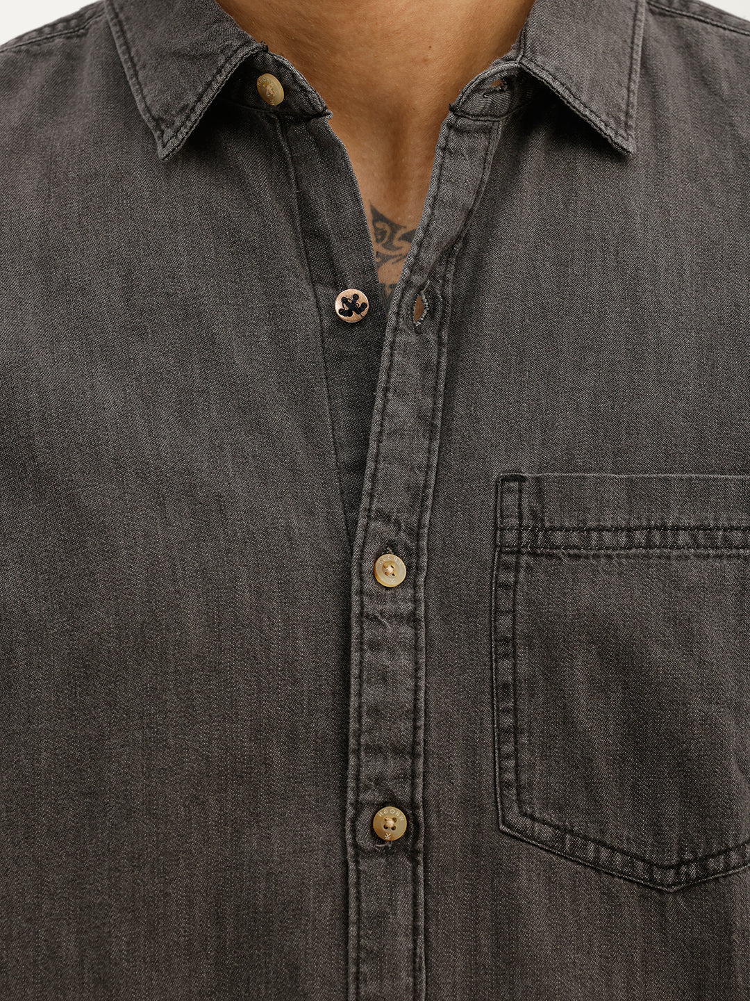 Solid Slim Fit Full Sleeve Shirt | Grey