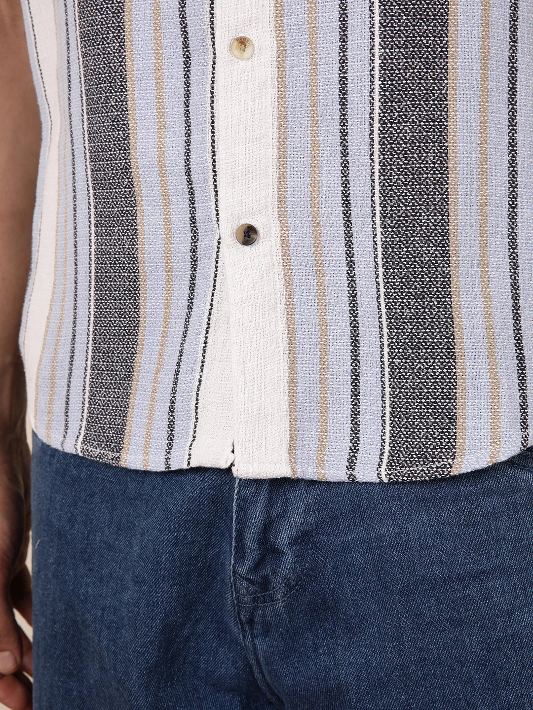 Textured Stripes Comfort Fit Shirt | Blue
