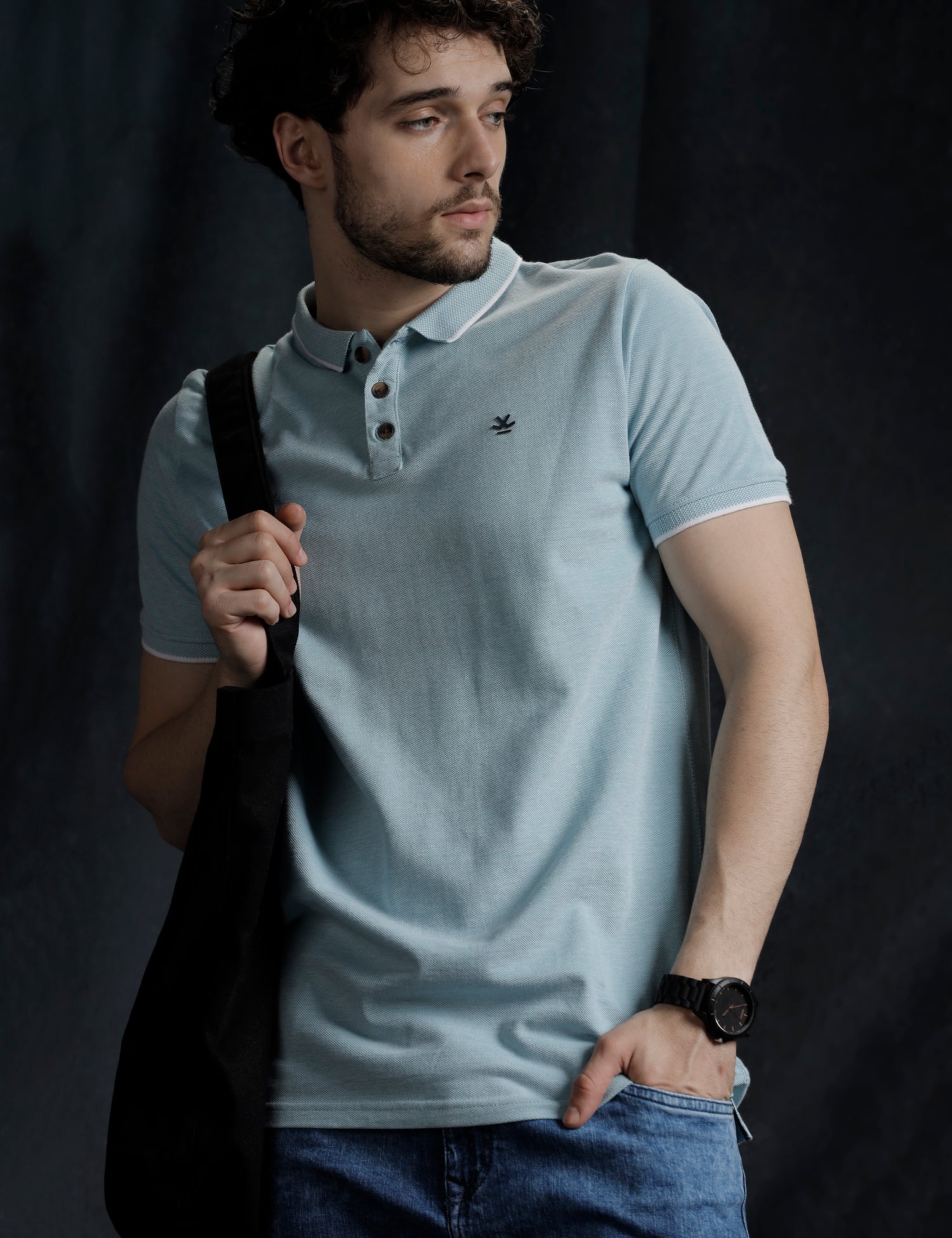 Solid Slim Fit Polo Collar T-Shirt