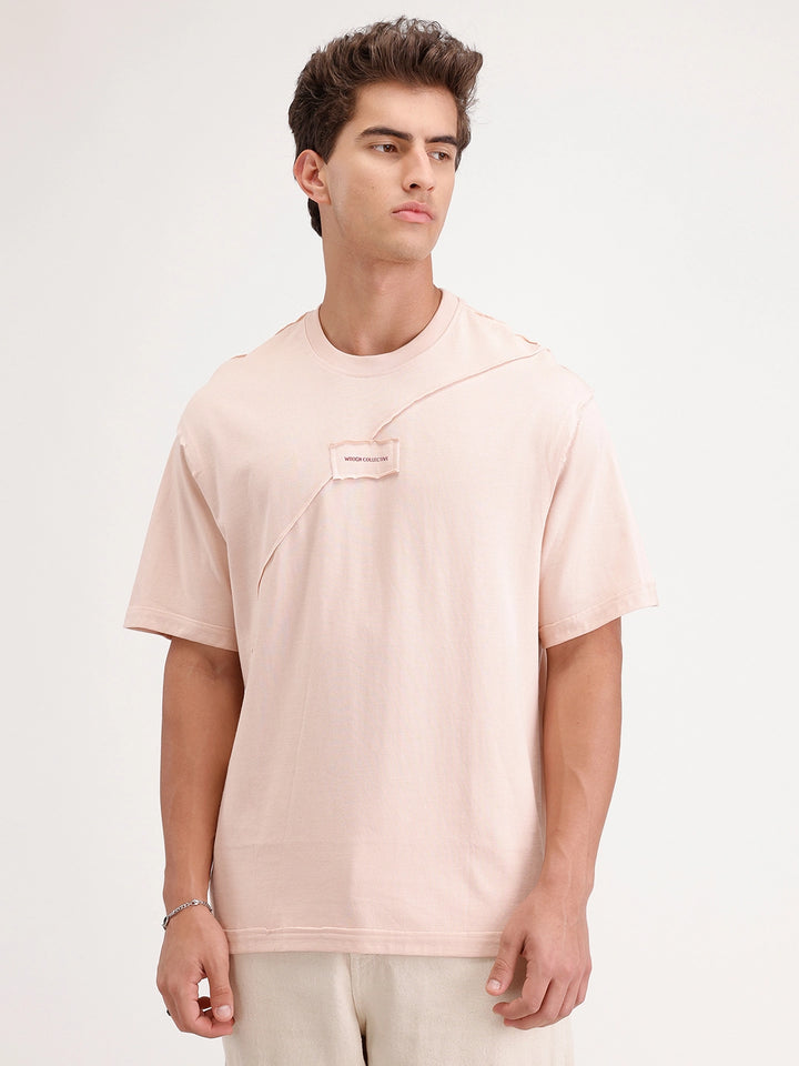 Solid Oversized Cut & Sew T-Shirt | Pink