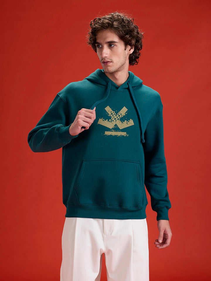 Wrogn Oversized Graphic Hoodie For Men | Teal