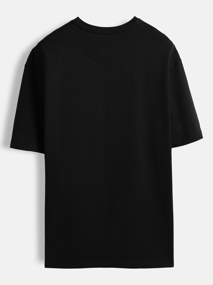Men’s bold chest print oversized T-shirt | Black
