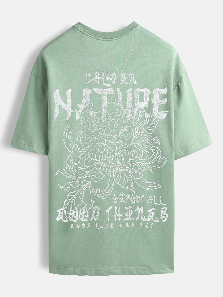 Minimal graphic print oversized tshirt | Green