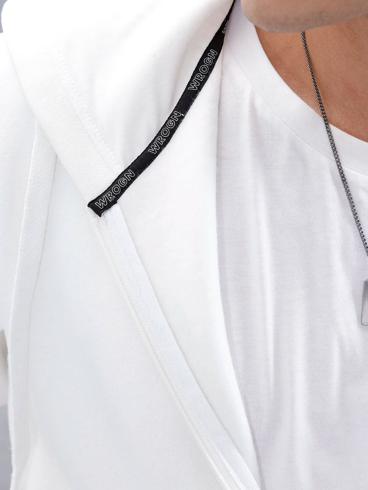 Men’s Solid Zip-Up Hoodie Sweatshirt | Snow White