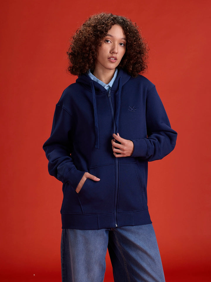 Men’s Solid Zip-Up Hoodie Sweatshirt | Blue