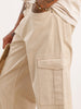 Solid Loose Fit Cargo Trouser | Beige