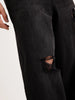 Baggy Fit Distressed Denim Jeans | Black