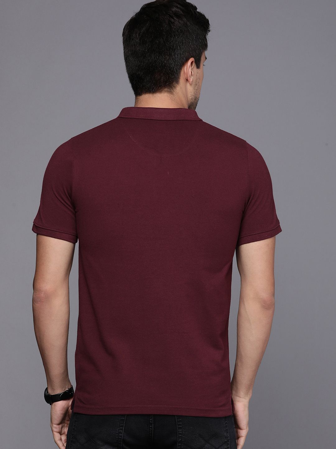 Logo Printed Burgundy Polo T-Shirt