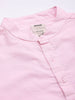 Solid Twill Pink Mandarin Collar Shirt