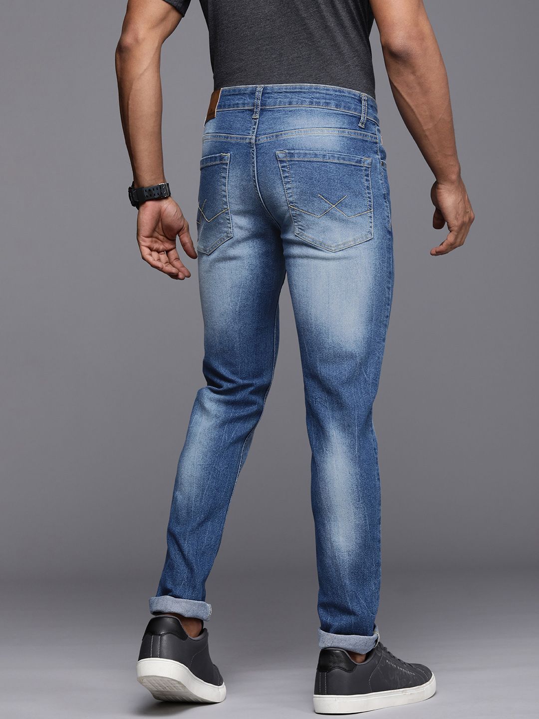 Heavy Fade Slim Fit Blue Jeans