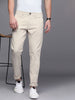 Solid Beige Tapered Fit Trousers