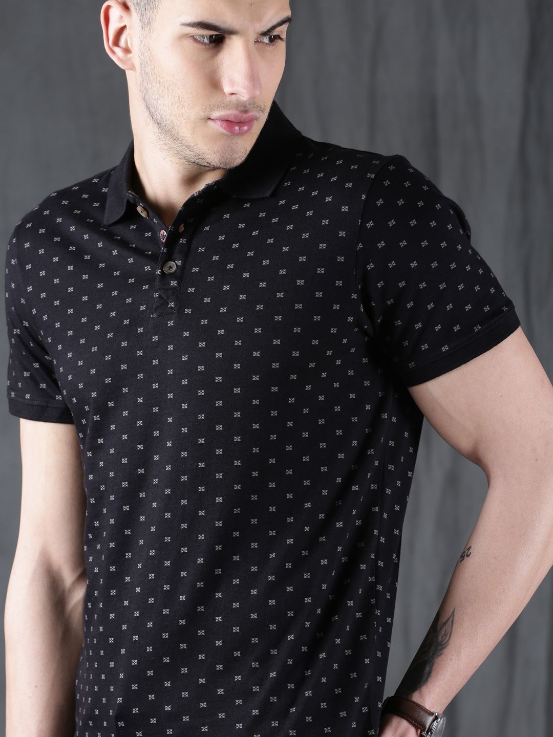 Classic Black AOP Polo T-Shirt