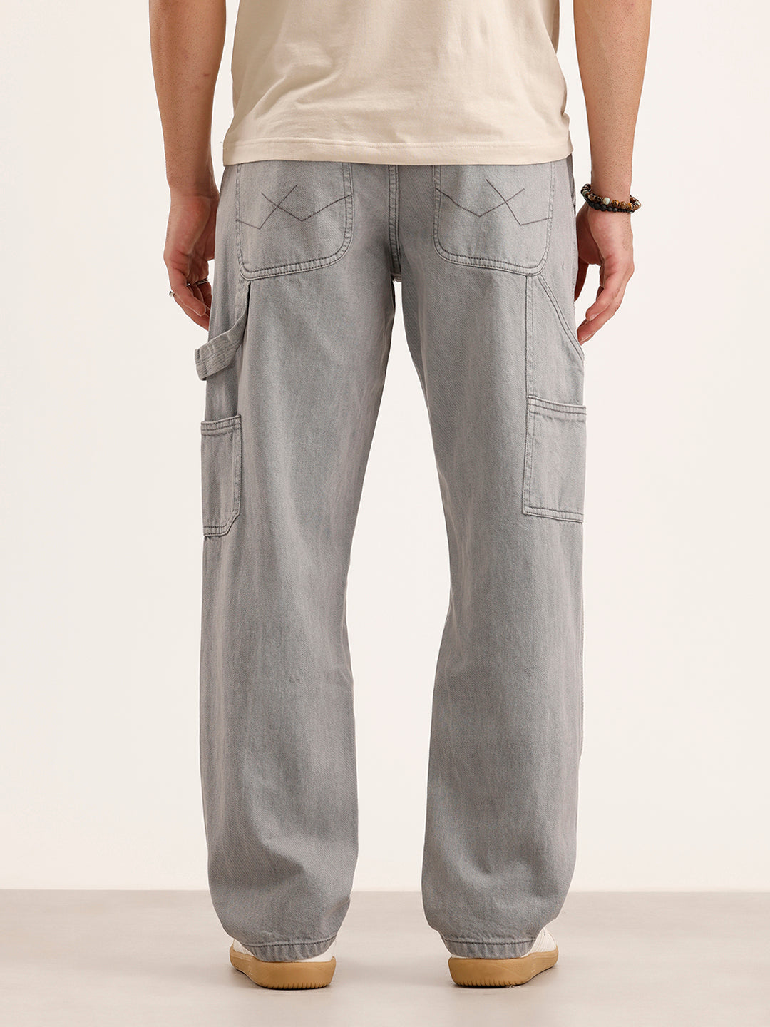 Casual Grey Carpenter Fit Trousers | Mid Grey