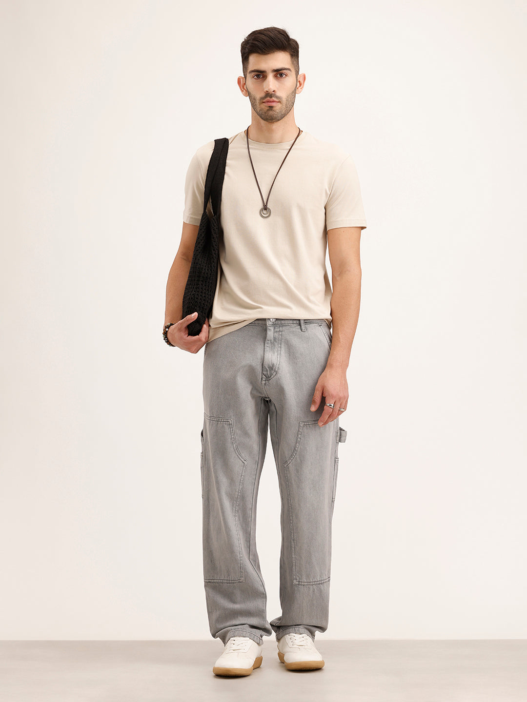Casual Grey Carpenter Fit Trousers | Mid Grey