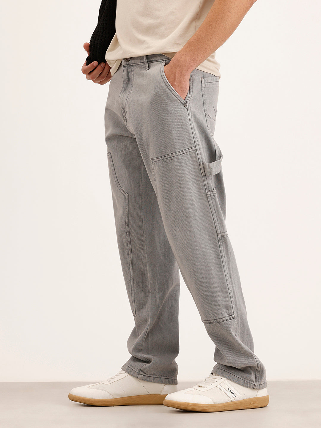 Casual Grey Carpenter Fit Trousers | Mid Grey