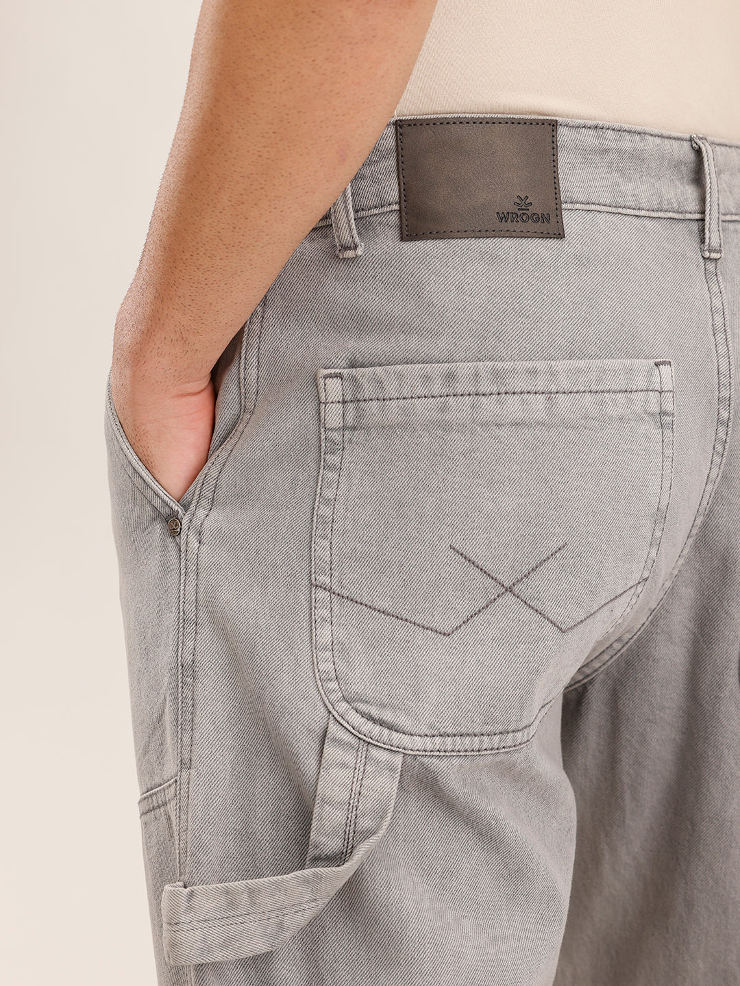 Casual Grey Carpenter Fit Trousers | Mid Grey