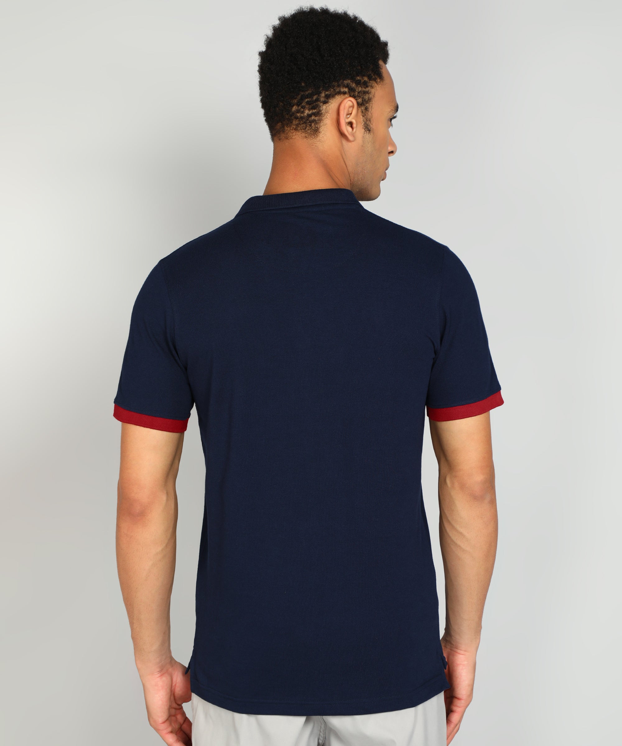 Navy Contrast Detail Polo T-Shirt