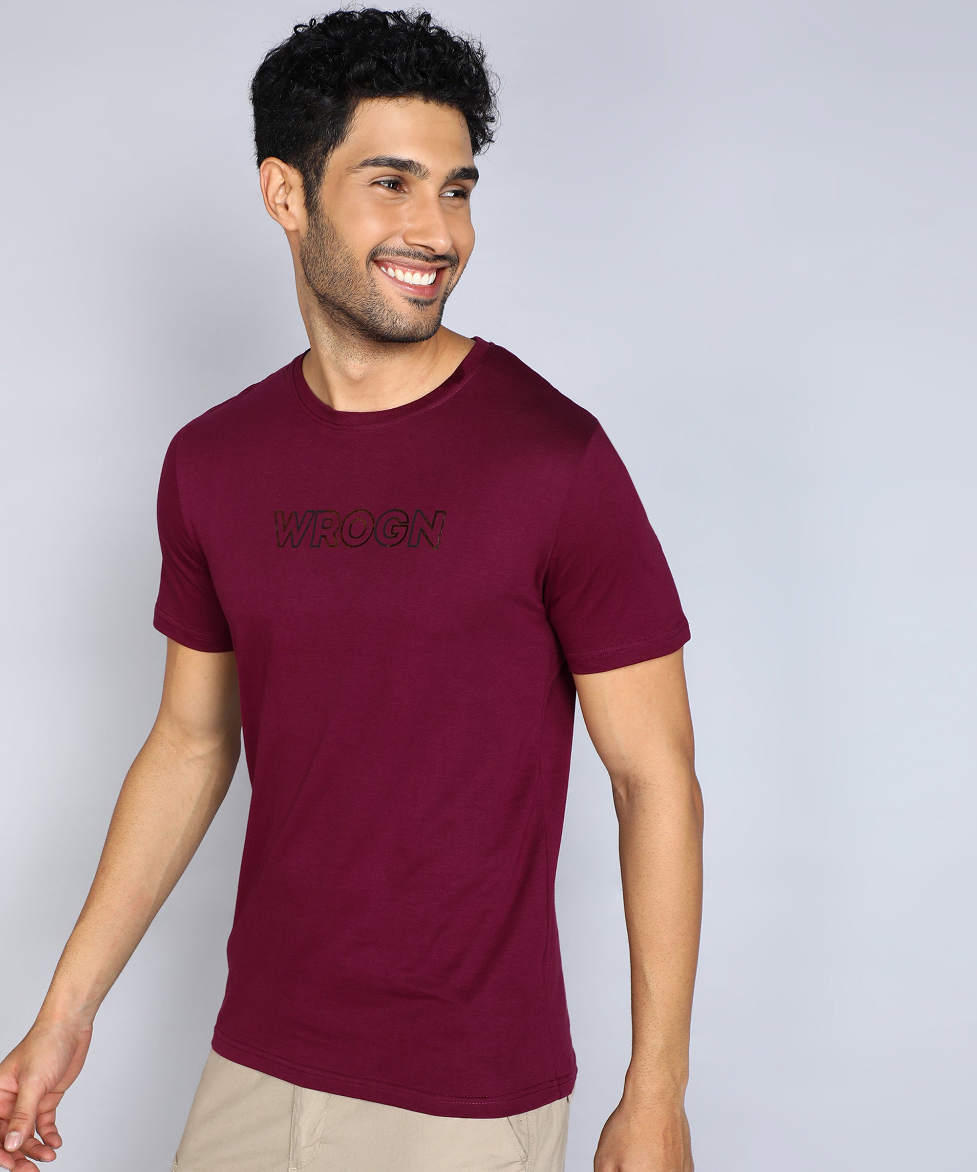 Wine Foil Print Crew Neck T-Shirt