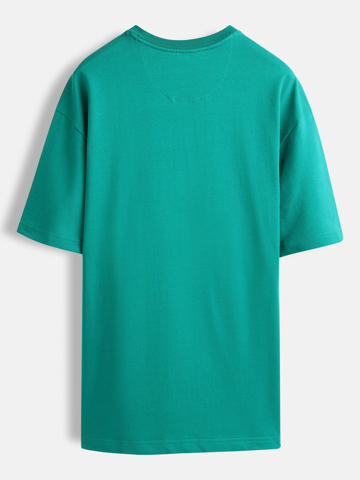 Oversized T-shirt with embroidered chest detail | Green