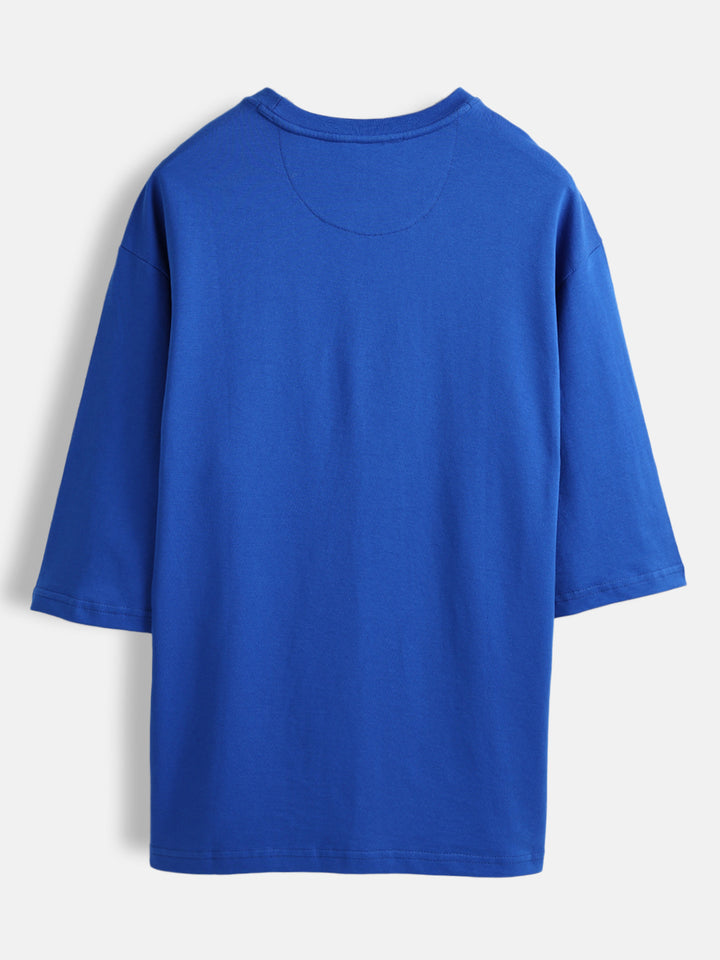 Men’s samurai mask graphic oversized T-shirt | Blue