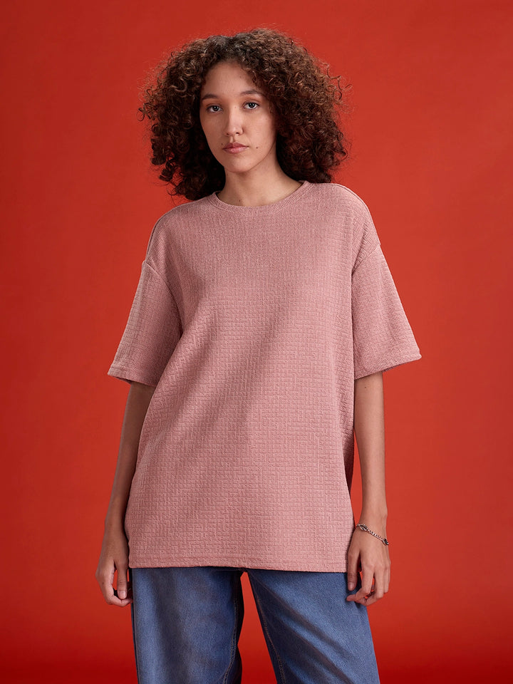 Men's Textured Oversized T-shirt  |  Peach