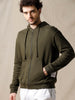 Contrast Full Zip Olive Hoodie