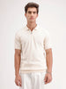 Slim Fit Flat Knit Polo T-Shirt | Beige