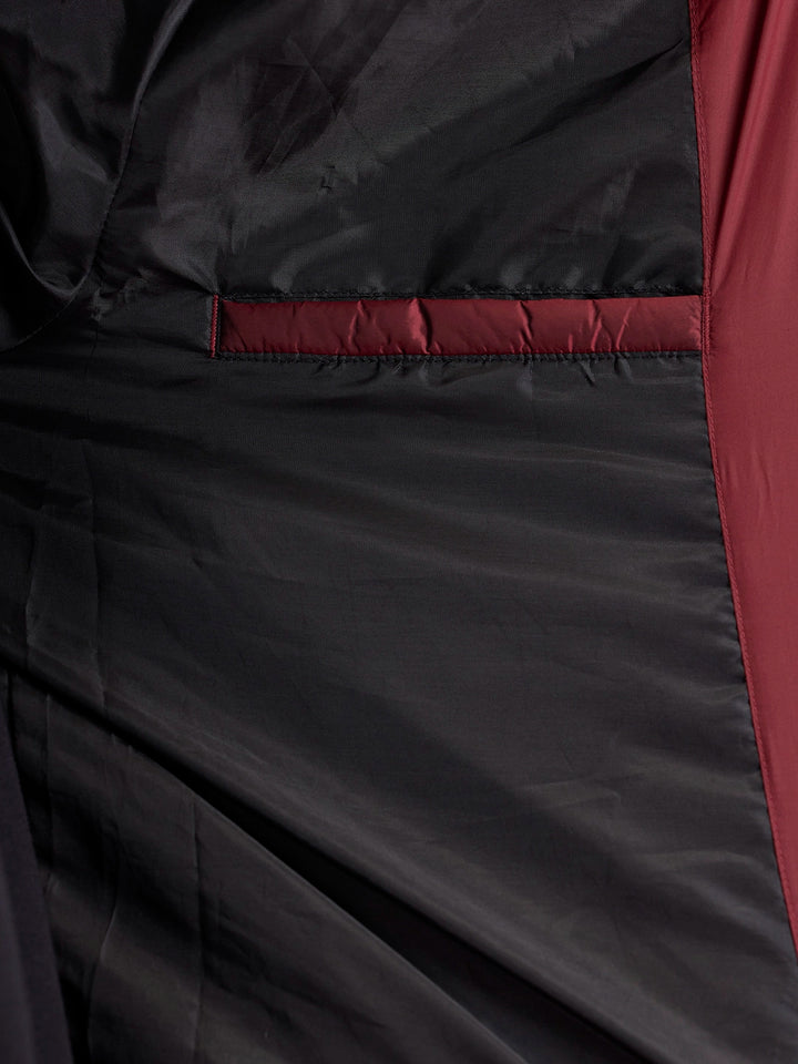 Metallic puffer jacket with hood | Wine