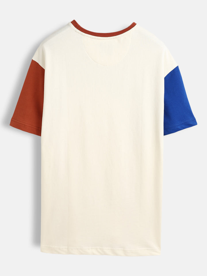 Color-block graphic oversized T-shirt | off-white