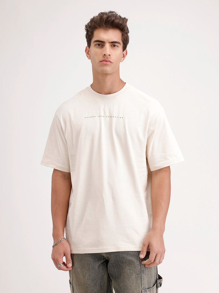 Oversized Fit Back Printed T-Shirt | Beige