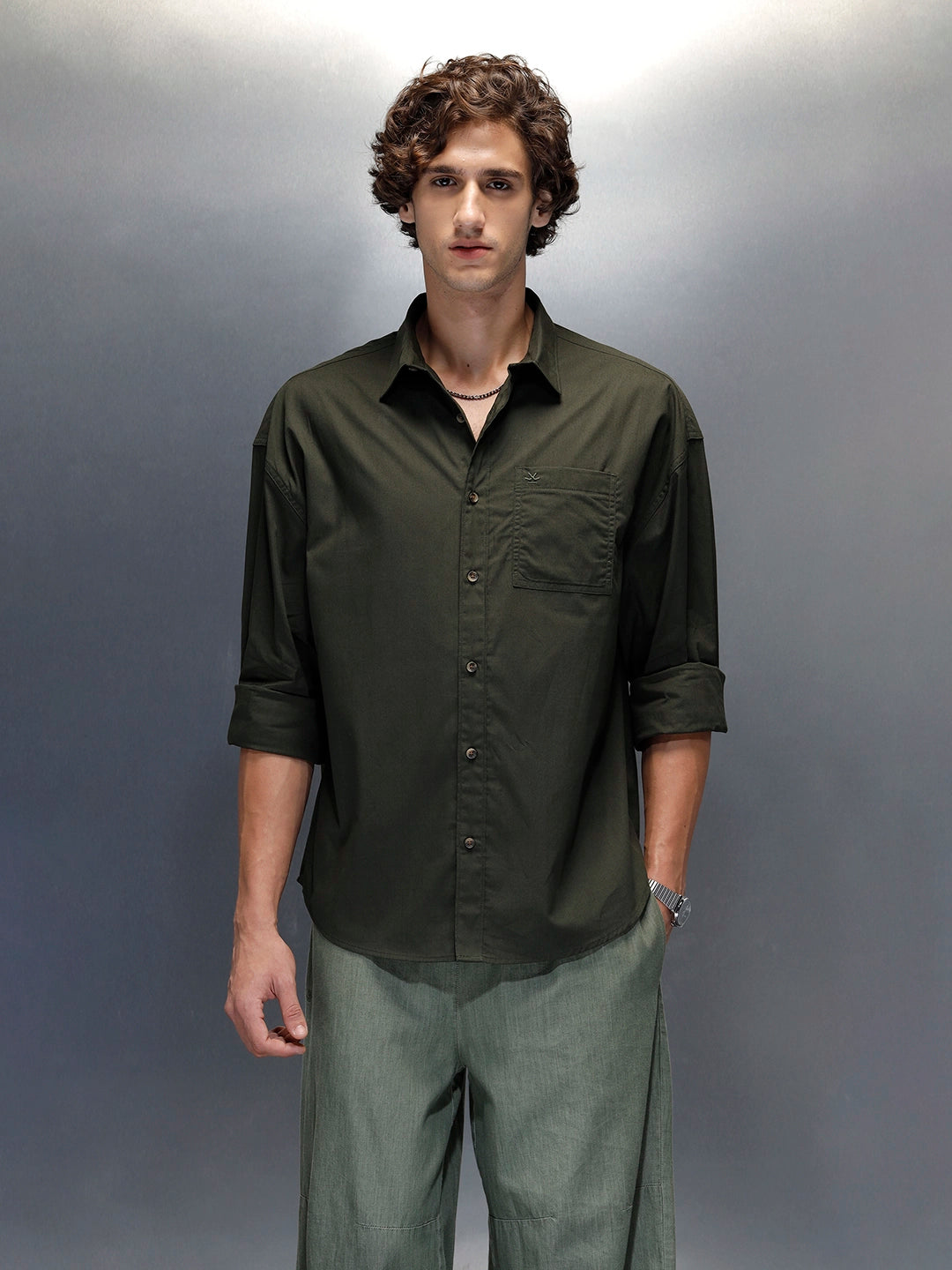 Men's casual oversized fit shirt | Olive