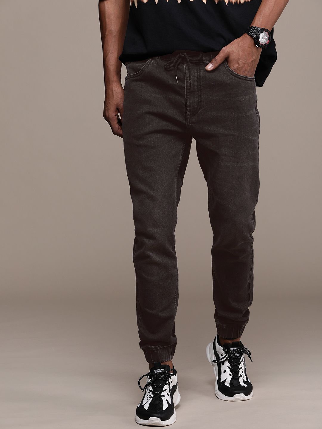 Striking Black Denim Jogger