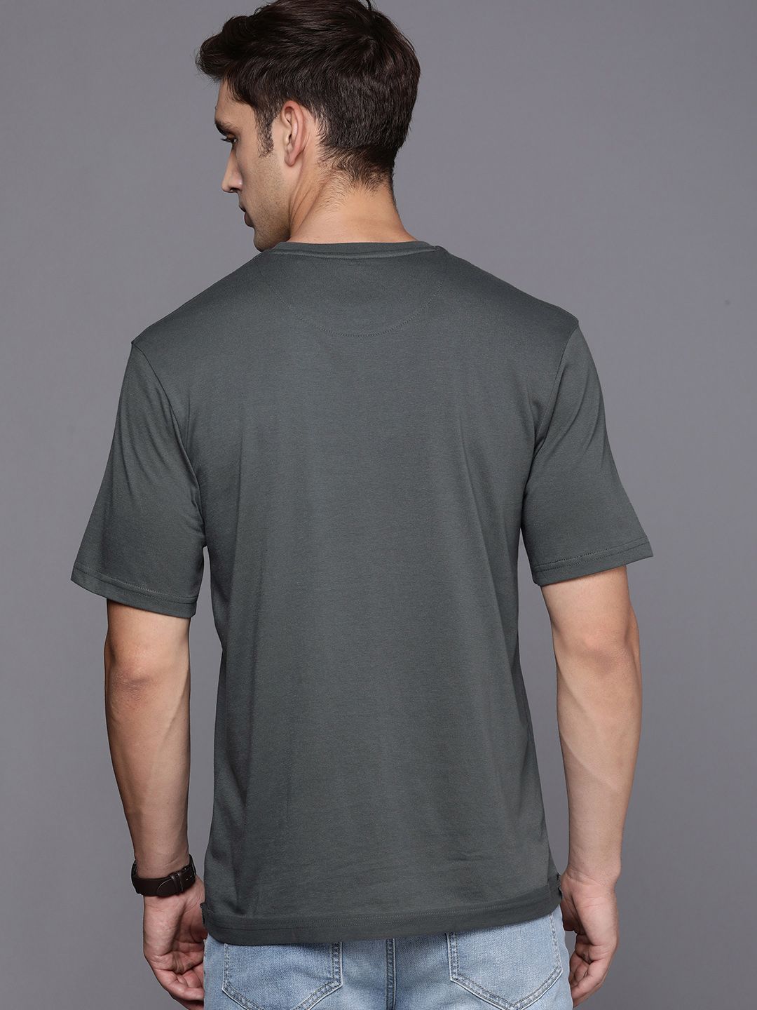 Solid Grey Round Neck T-Shirt