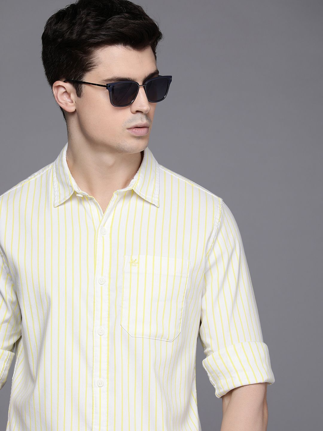 Striped Yellow Basic Oxford Shirt