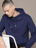 Zipped Navy Blue Hooded Sweatshirt