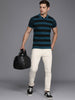 Striped Teal Colourblocked Polo T-Shirt