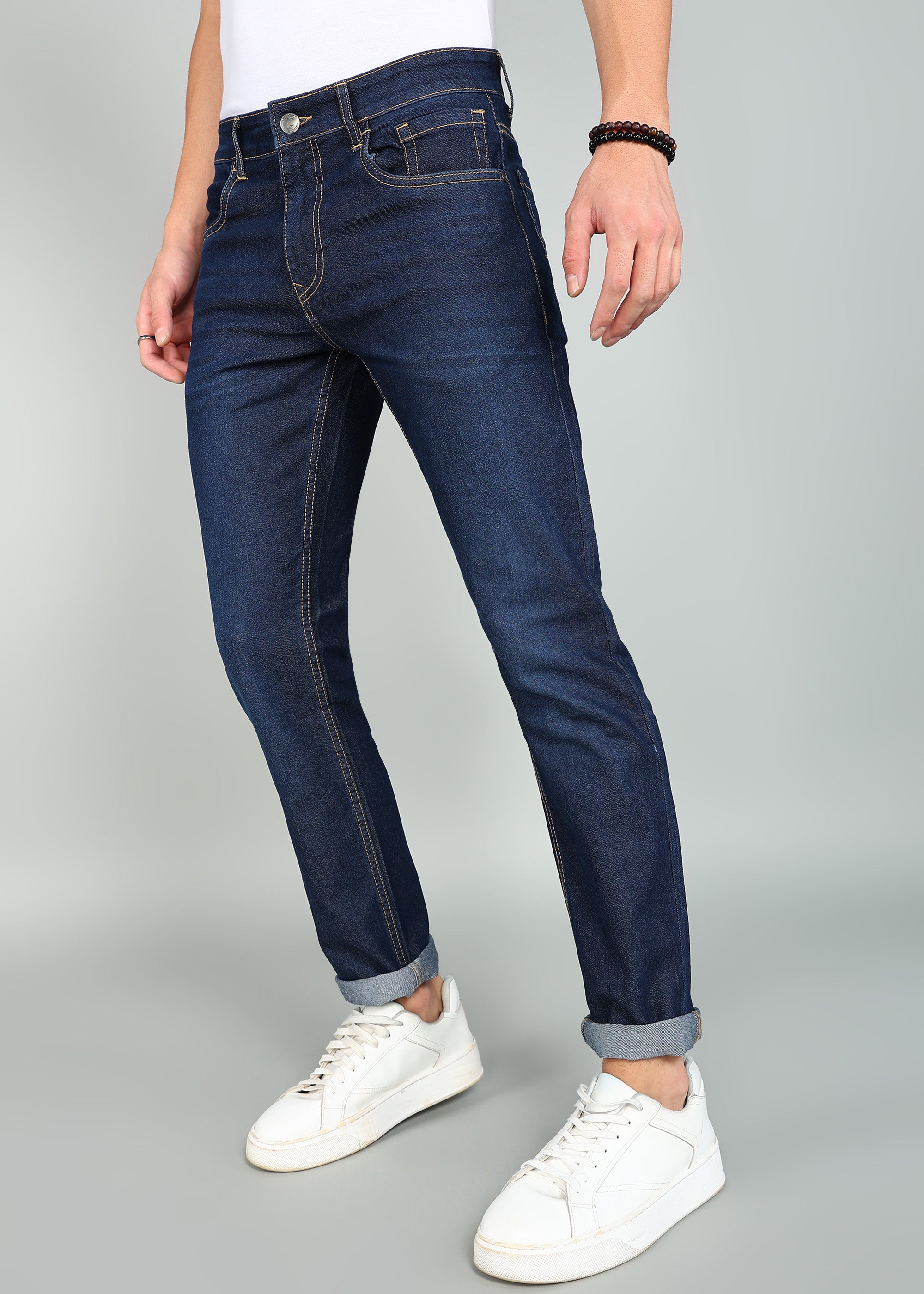 Classic Dark Blue Slim Mid Rise Jeans