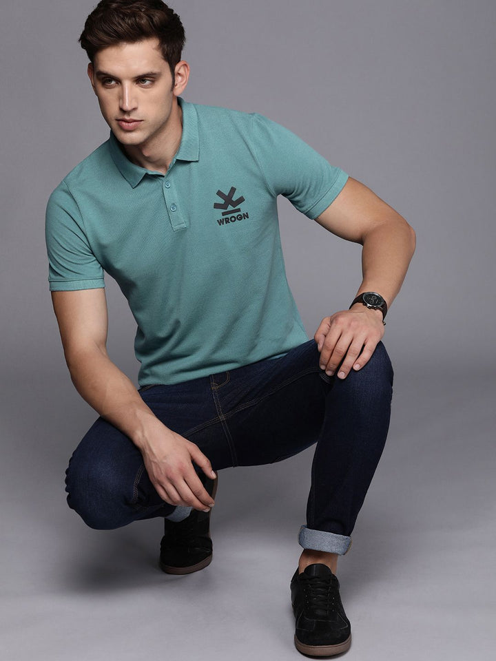 Logo Printed Teal Polo T-Shirt