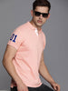 Pink Printed Polo Collar T-Shirt