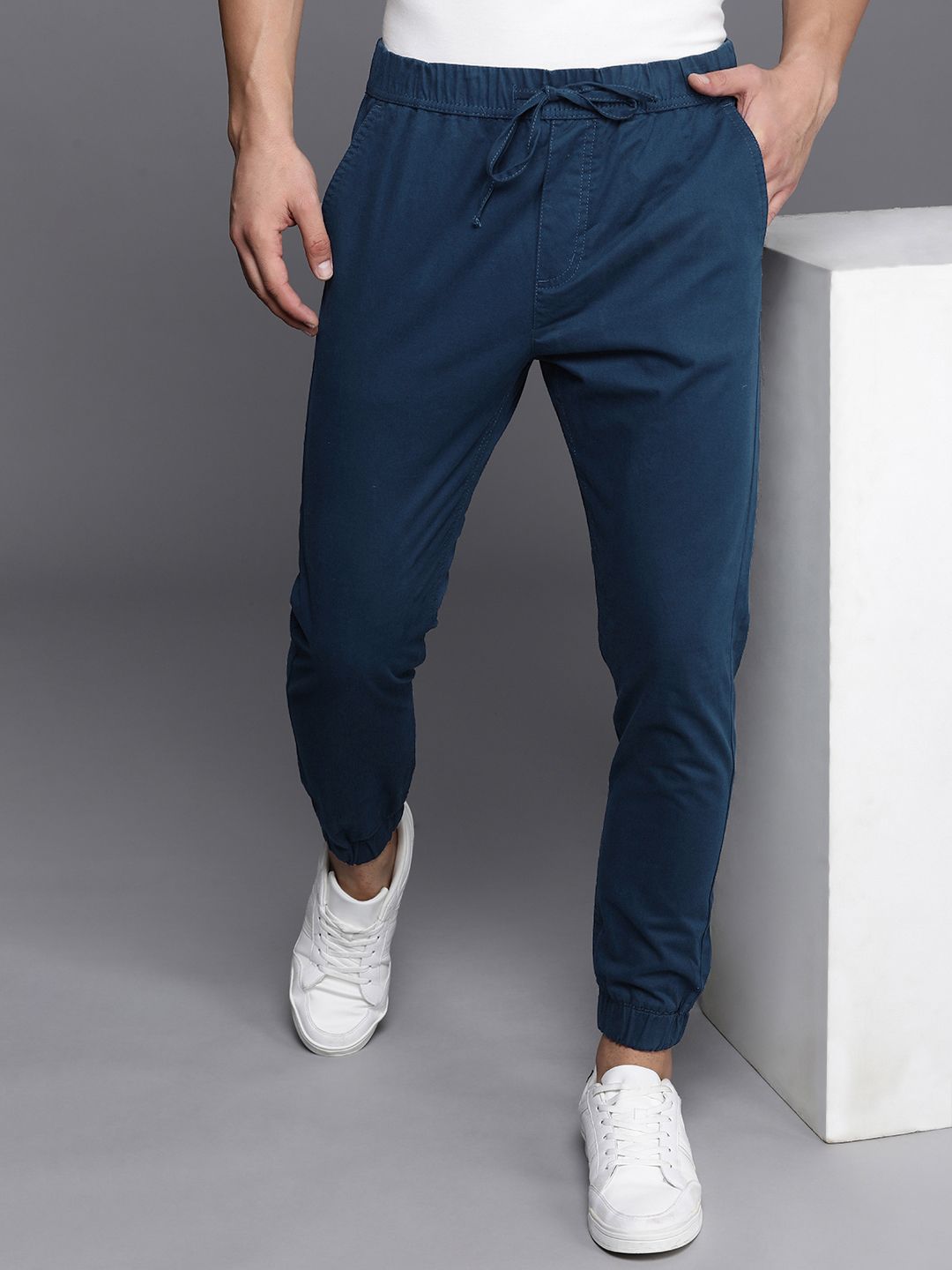 Bold Navy Blue Woven Jogger