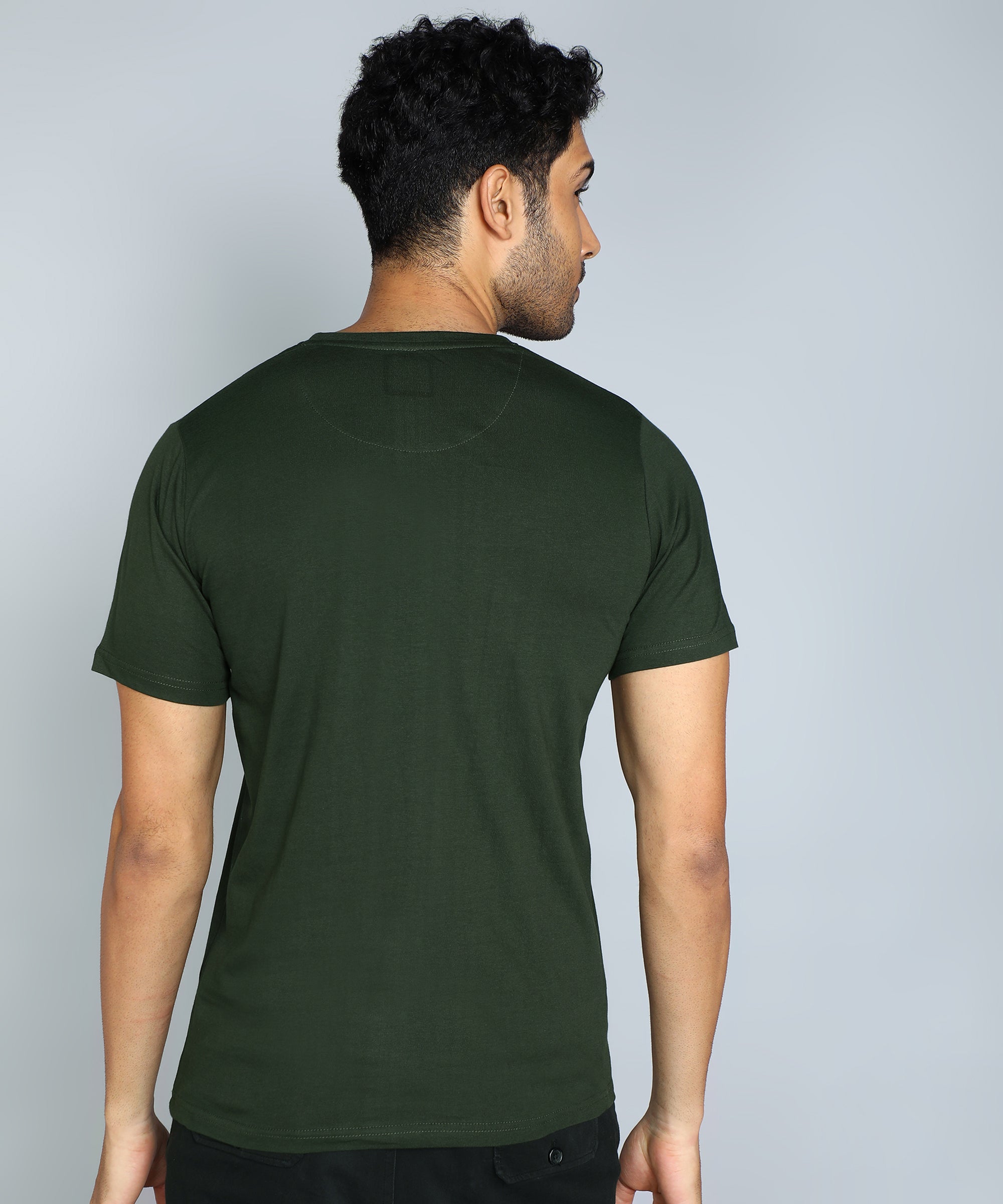 Olive Foil Print Crew Neck T-Shirt